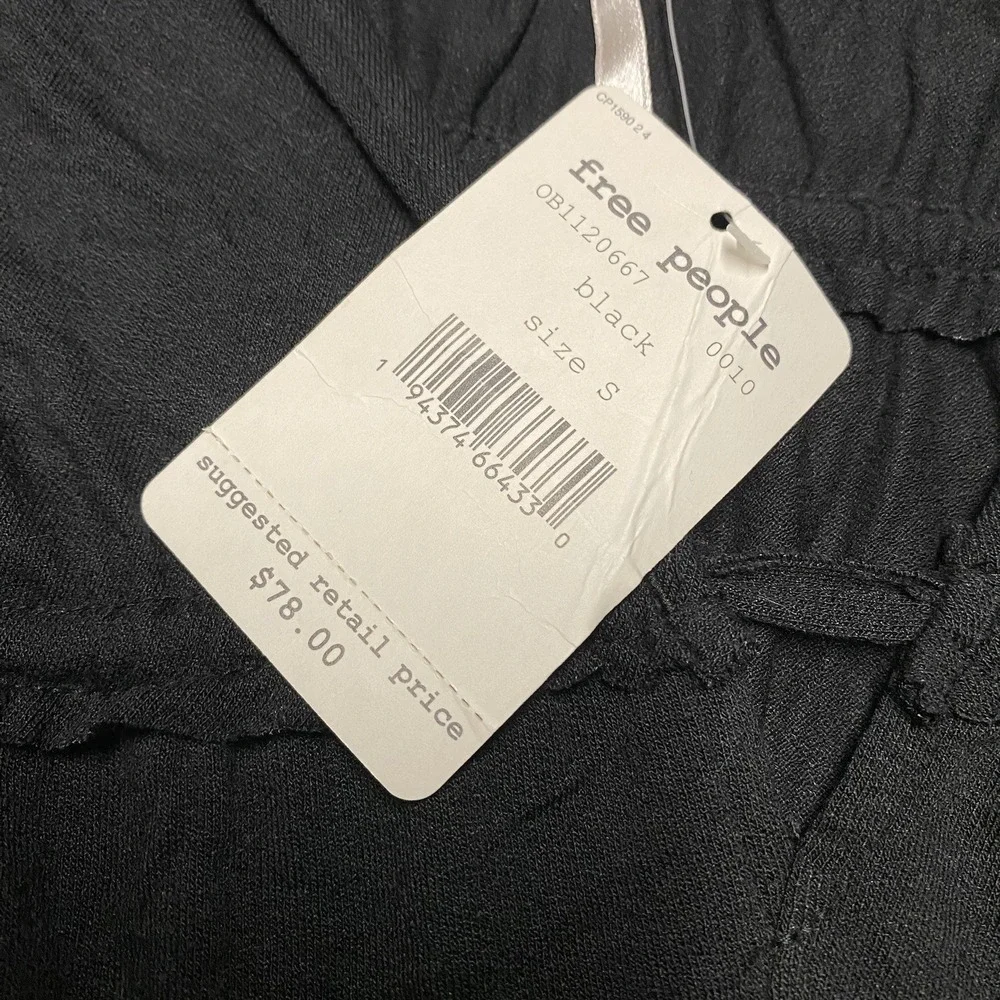 Free People Aries Tank Top Small Black Tie Cinch Flow Festival‎ NEW
